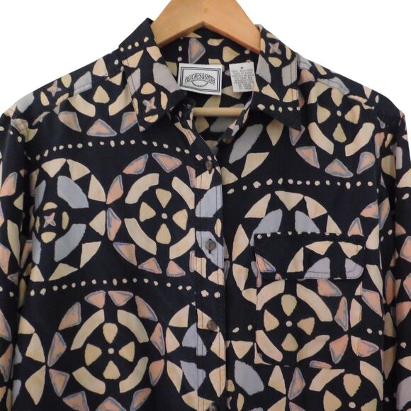 Vintage Peaches & Smith Silk Shirt Womens M Button Up Long Sleeve Bohemian Chic - Picture 2 of 6